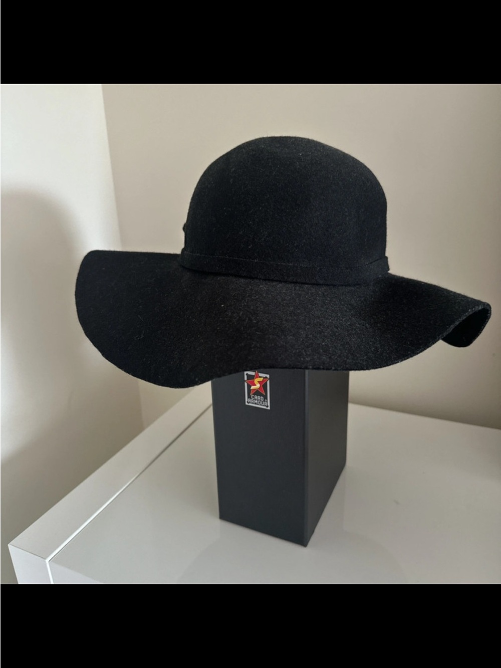 Morgan Taylor Black Wide-Brim Floppy Wool Hat